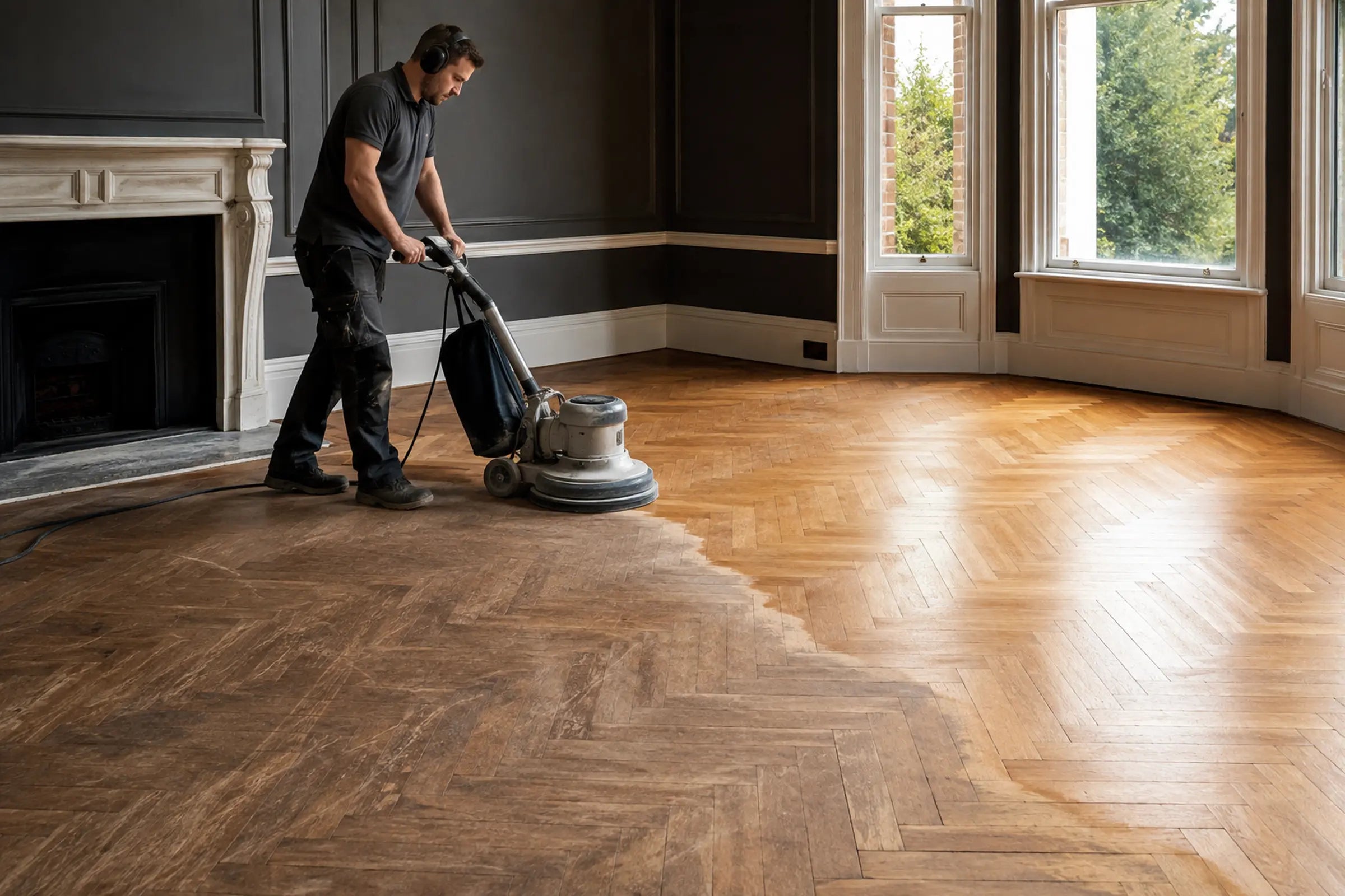 Professional parquet floor restoration
