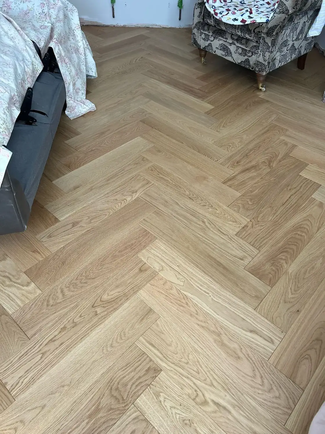 Natural Oak Herringbone — Prime · Brushed Matt Lacquered
